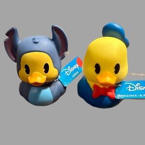 Disney Stitch and Donald Duck Bath Toys Set - Blue and Yellow - NWT